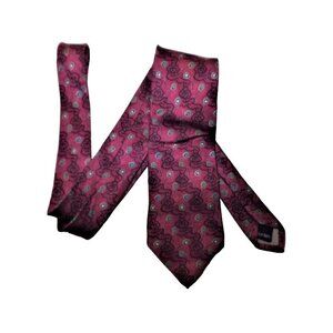 Museum of Fine Arts Boston Men's Silk Tie Burgundy Abstract Print 56 inches